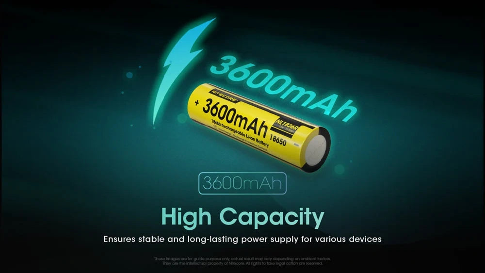 Įkraunama ličio jonų baterija Nitecore NL1836R, 18650– 3600mAh