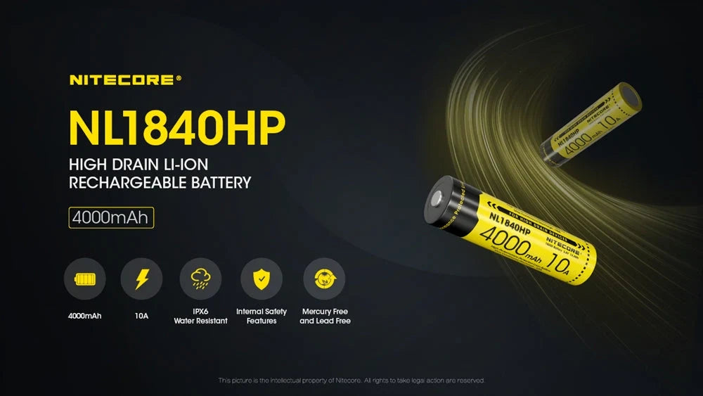 įkraunama 18650 Li-ion baterija Nitecore NL1840HP– 4000mAh