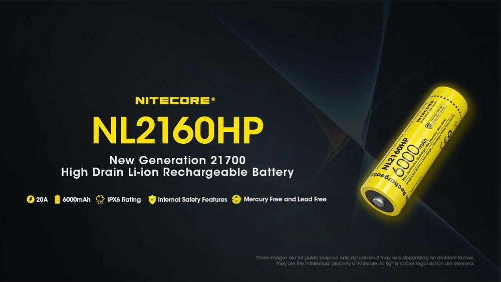 Įkraunama 21700 Li-ion baterija Nitecore NL2160HP– 6000mAh