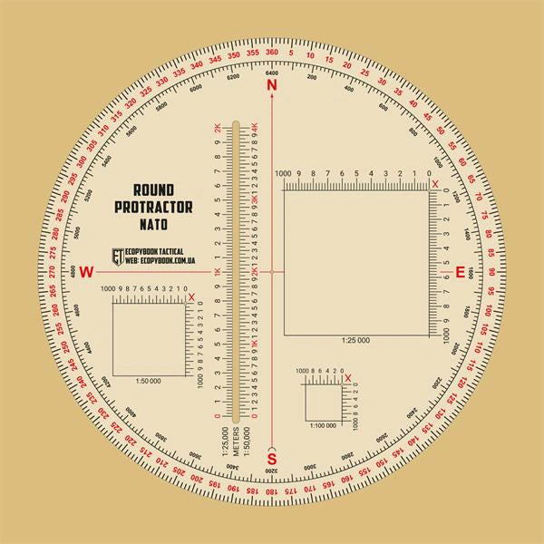 Liniuotė M-TAC Tactical Ruler Protractor round (130mm) NATO