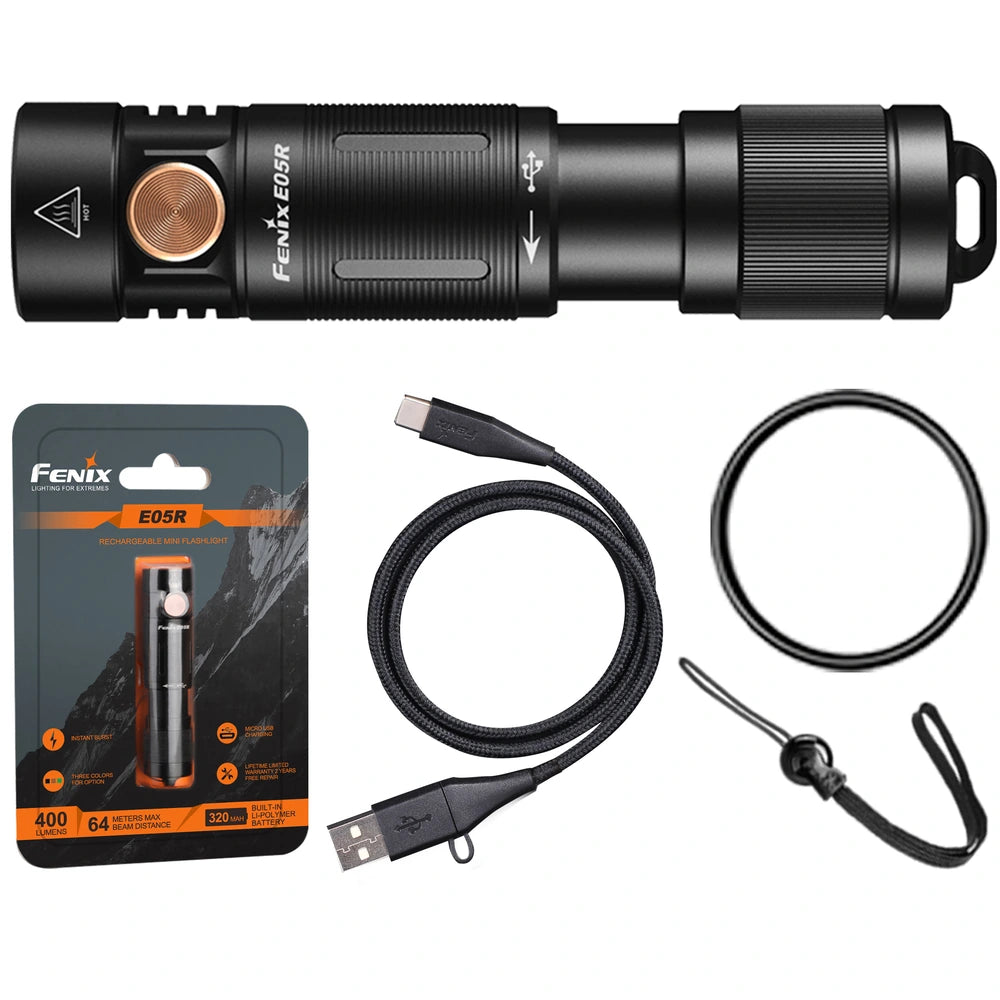 Mikro EDC žibintuvėlis Fenix E05R, 400lm.