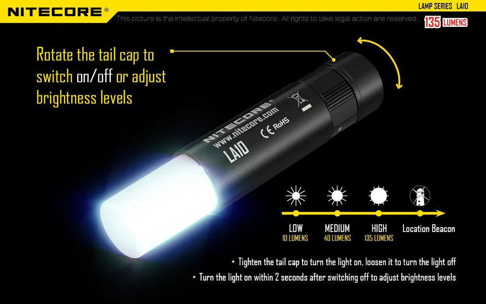 Nitecore LA10 mini žibintuvėlis – 135 liumenų