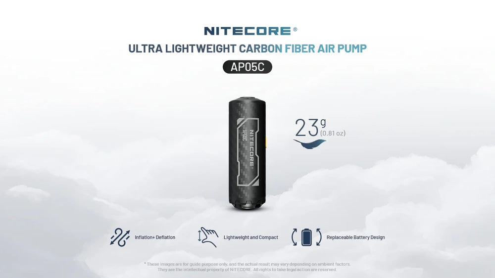 Oro pompa Nitecore AP05C, itin lengva iš anglies pluošto