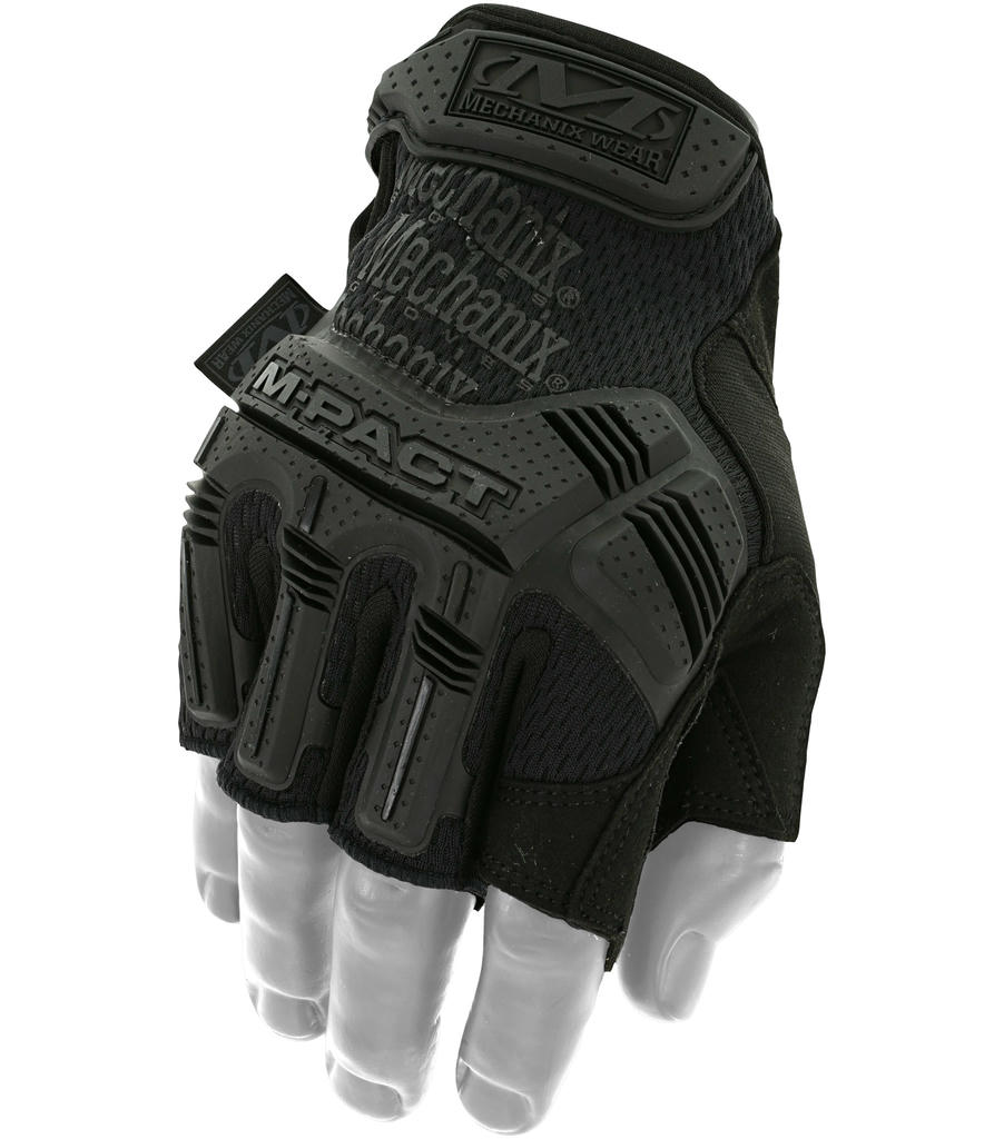bepirstes taktines pirstines mechanix m-pact juodos virsus