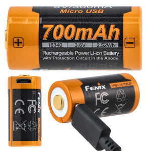 USB įkraunama baterija Fenix ARB-L16UP 16340 700mAh