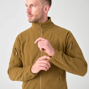 taktinis flisinis dzemperis helikon-tex alpha tactical coyote detali
