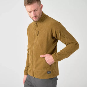 taktinis flisinis dzemperis helikon-tex alpha tactical coyote detali