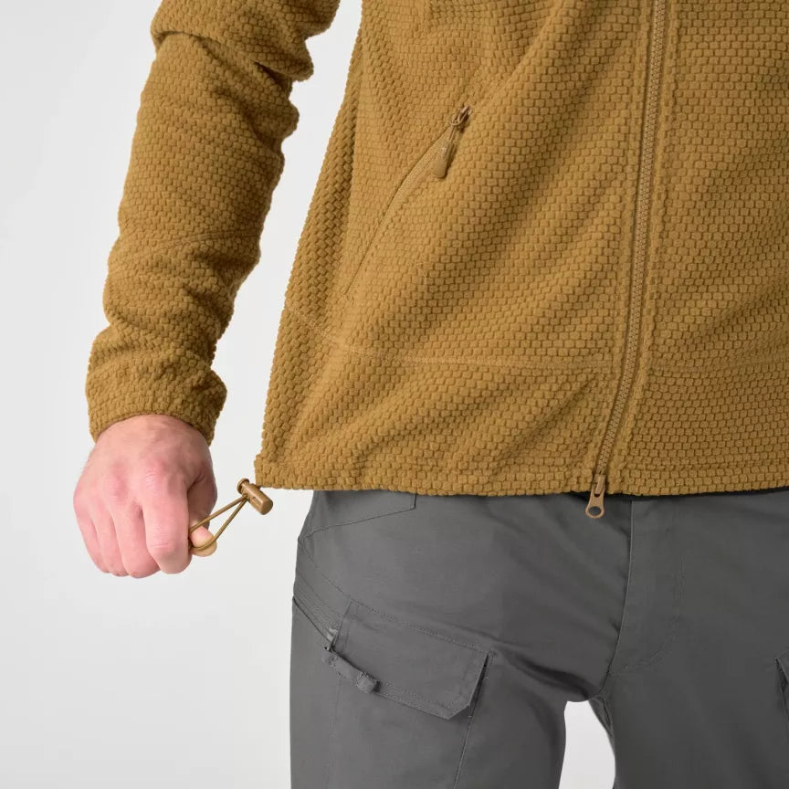 taktinis flisinis dzemperis helikon-tex alpha tactical coyote detali