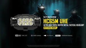 Ant taktinio šalmo montuojamas žibintuvėlis Nitecore HC65M UHE, 2000lm.