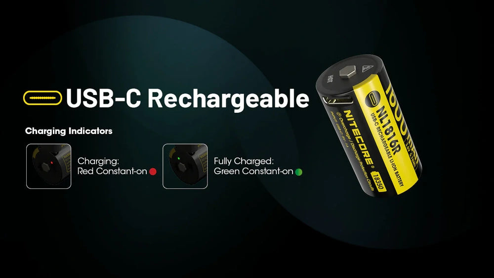 Įkraunama ličio jonų baterija Nitecore NL1816R 18350– 1600mAh