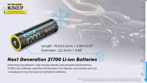 įkraunama Li-ion baterija žemoms temperatūroms Nitecore NL2142LTP 21700- 4200mAh