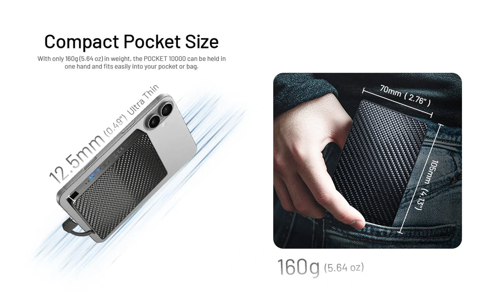Išorinė baterija Nitecore Pocket 10000, 10000mAh