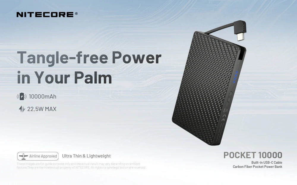 Išorinė baterija Nitecore Pocket 10000, 10000mAh