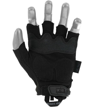 bepirstes taktines pirstines mechanix m-pact juodos delnas