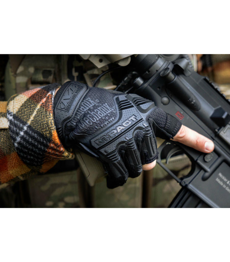 bepirstes taktines pirstines mechanix m-pact juodos reali