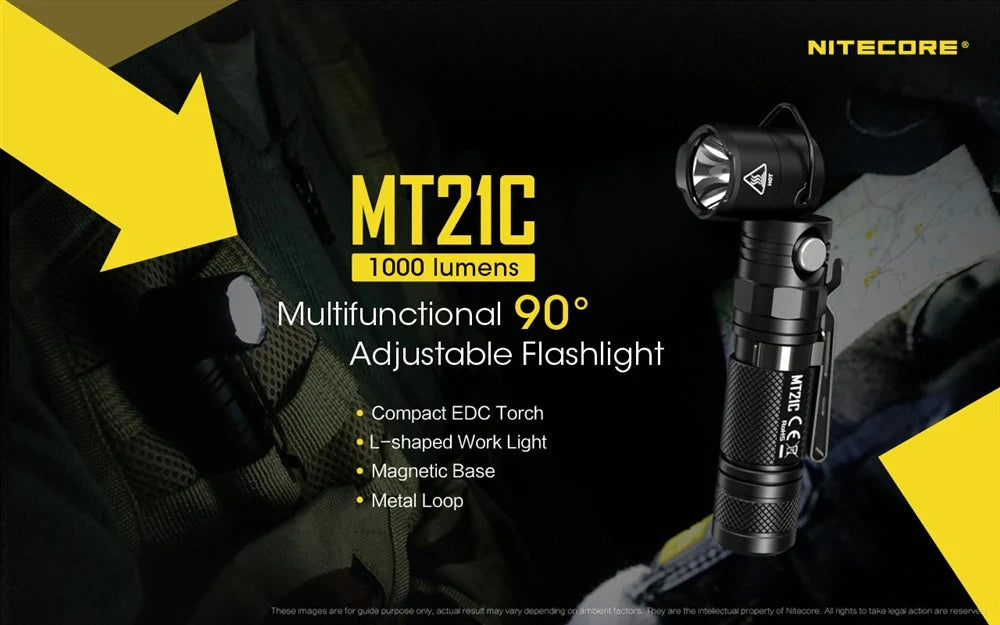 Žibintuvėlis 90° reguliuojamas Nitecore MT21C, 1000lm