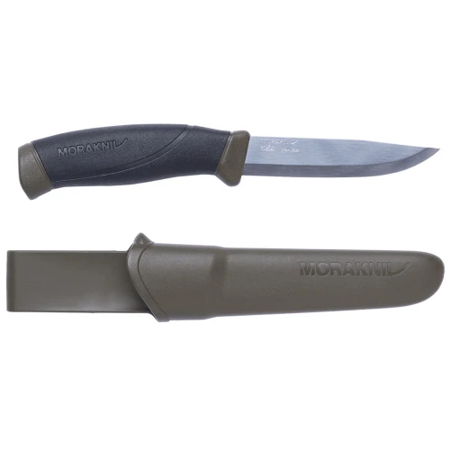 peilis-mora-morakniv-Companion-S-stainless-steel-nerudijancio-plieno-tamsiai-zalias-olive-green-rankinis-standziaasmenis-ebunkeris.lt-bunkeris