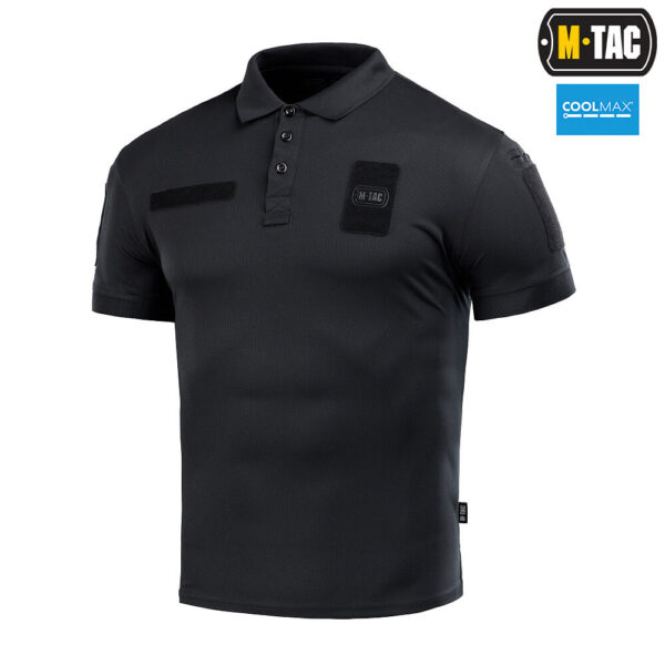 Polo stiliaus taktiniai marškinėliai M-TAC POLO TACTICAL COOLMAX, juodos spalvos, Lietuvos šaulių sąjunga