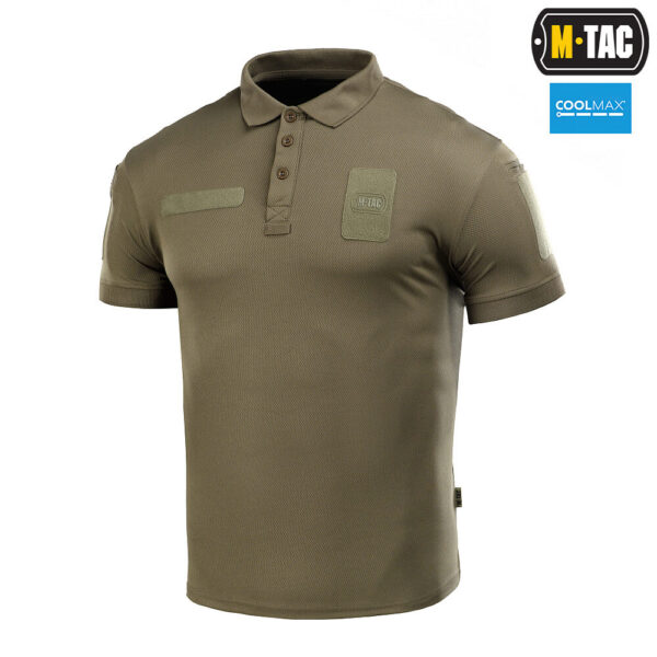 Polo stiliaus taktiniai marškinėliai M-TAC POLO TACTICAL COOLMAX, olive žalios spalvos, dešinys šonas, Lietuvos šaulių sąjunga