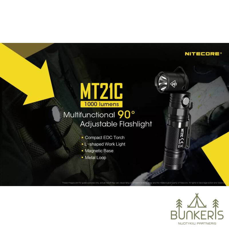 Prožektorius su reguliuojamu kampu Nitecore MT21C, 1000lm - Image 11